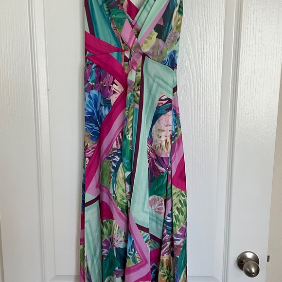 NWT, Zara Tropical Satin Midid Dress, Size Small - Picture 6 of 7